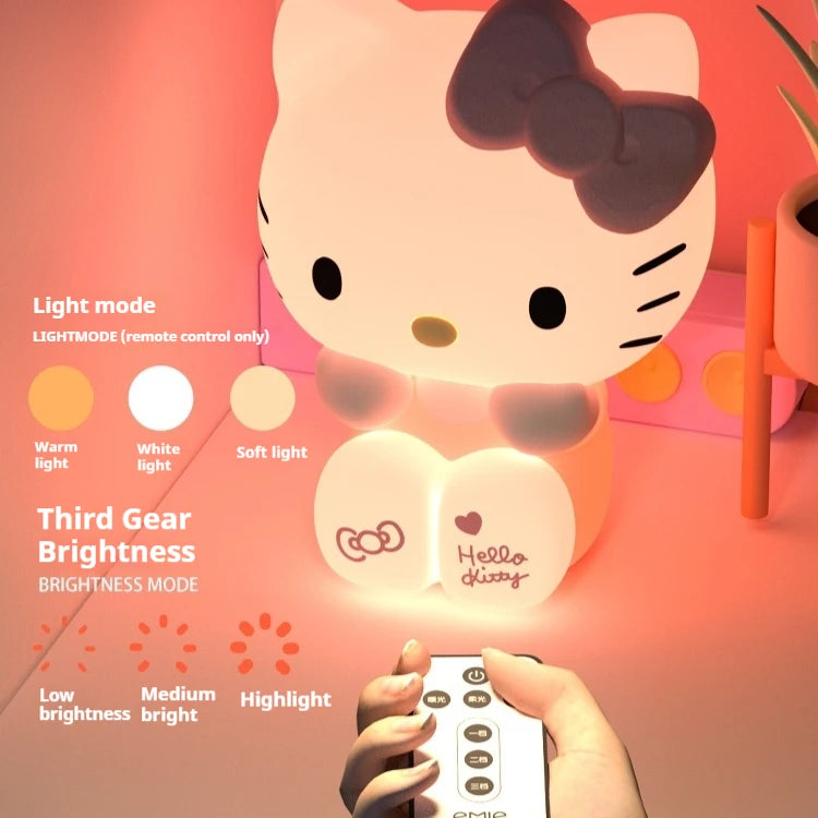 Kawaii Sanrio Hellokitty Atmosphere Lamp Girls Bedroom Bedlight Anime Hellokitty Desktop Decor Pat Lamp Ornaments Christmas Gift