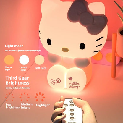 Kawaii Sanrio Hellokitty Atmosphere Lamp Girls Bedroom Bedlight Anime Hellokitty Desktop Decor Pat Lamp Ornaments Christmas Gift