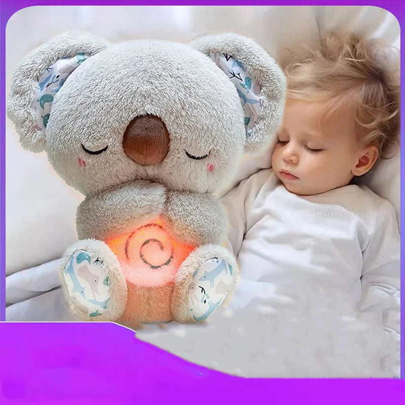 Breathing Koala with Light Sound Baby Sleep and Playmate Koala Musical Stuffed Plush Toy Newborn Sensory Comfortable Baby Gifts