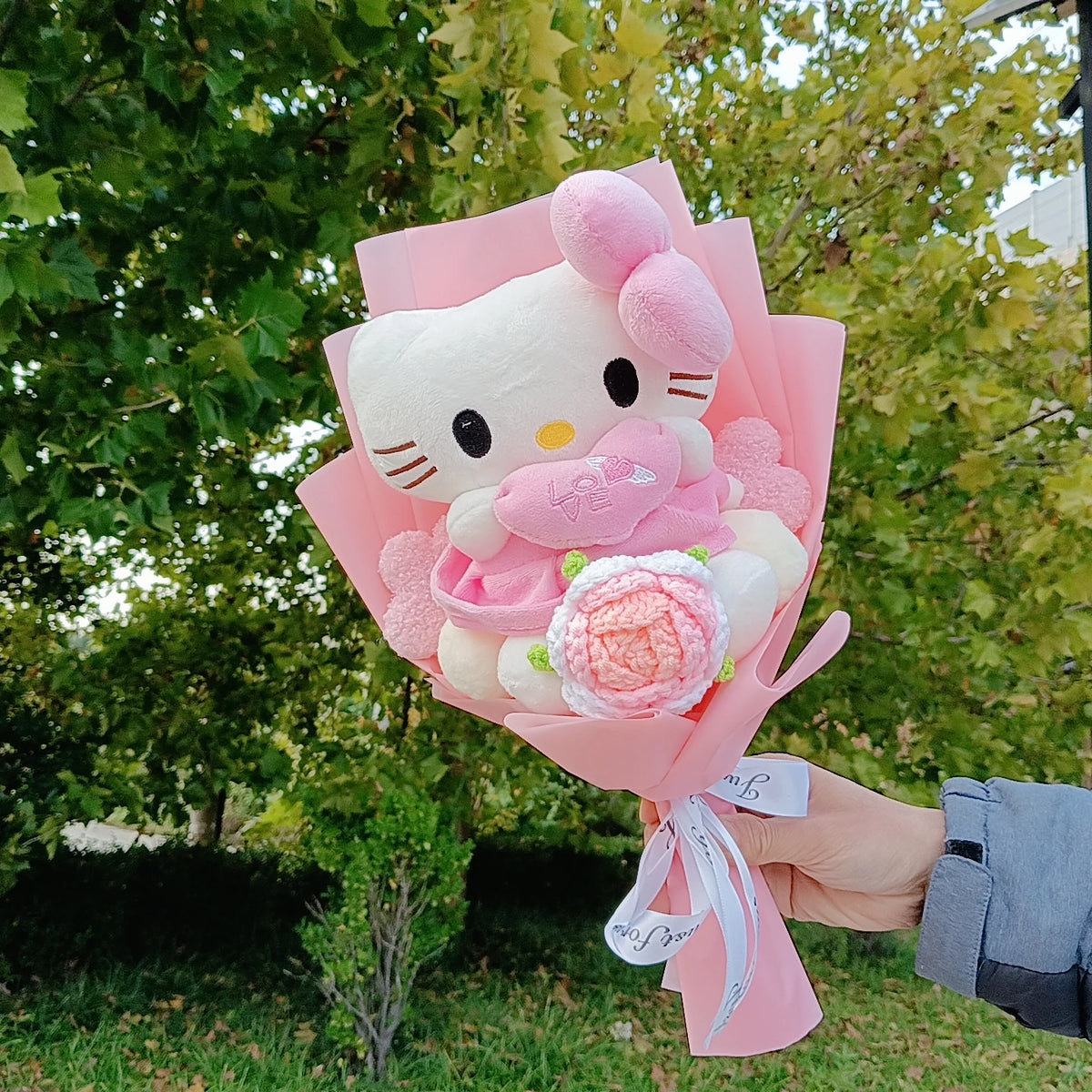 Hello Kitty Cartoon Plush Bouquet  Anime Rose Flowers Doll Home Valentine's Day Gift