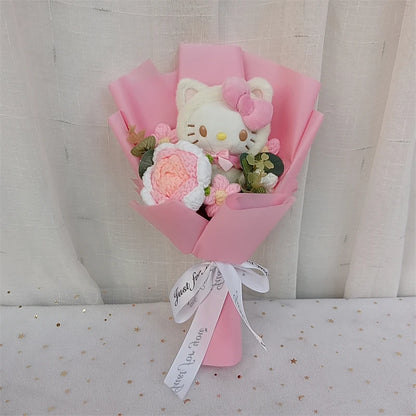 Hello Kitty Cartoon Plush Bouquet  Anime Rose Flowers Doll Home Valentine's Day Gift