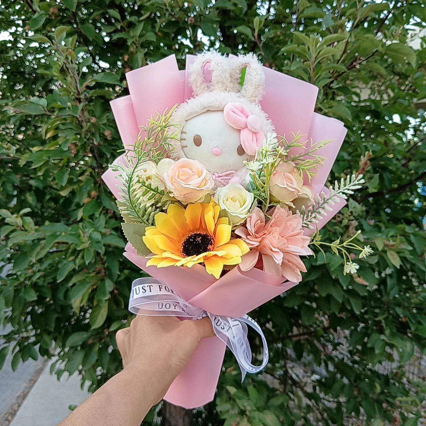 Hello Kitty Cartoon Plush Bouquet  Anime Rose Flowers Doll Home Valentine's Day Gift