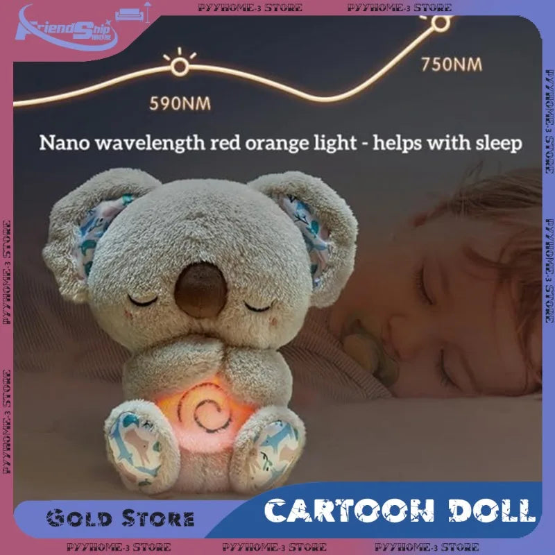 NEW Koala Plush Sleep Aid with Soft Glow Night Light Calming Music and Simulated Breathing Comforting Bedtime Comfort Toys