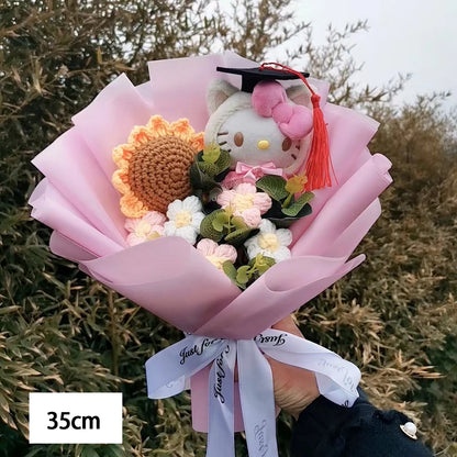 Hello Kitty Cartoon Plush Bouquet  Anime Rose Flowers Doll Home Valentine's Day Gift