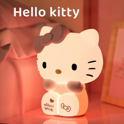 Sanrio Hello Kitty Pat Night Light Girls Kawaii Bedroom Bedlight Anime Hello Kitty Night Lamp Desktop Decor Ornaments Toys Gift