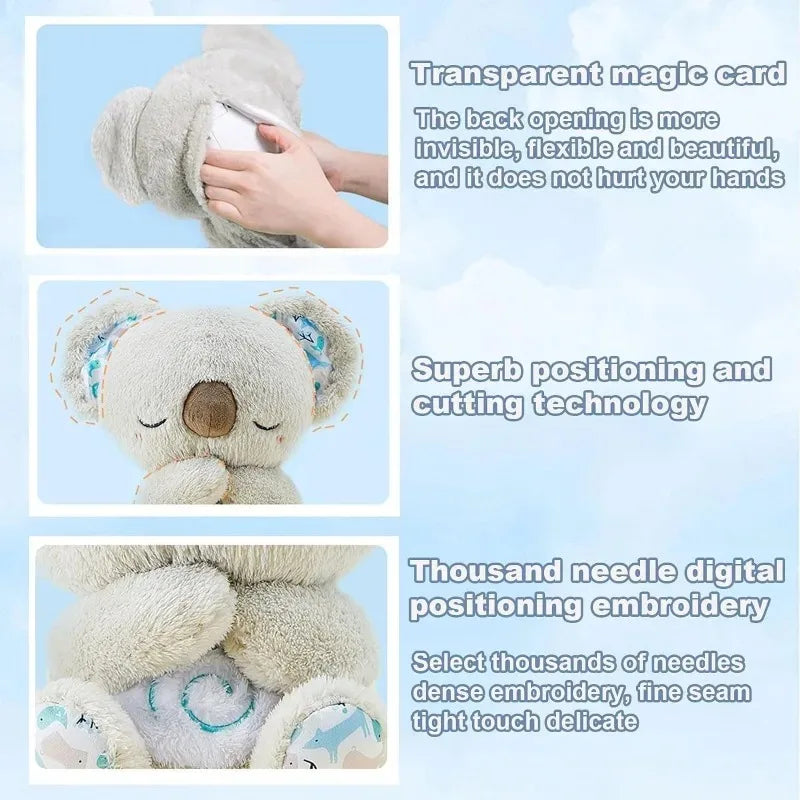 NEW Koala Plush Sleep Aid with Soft Glow Night Light Calming Music and Simulated Breathing Comforting Bedtime Comfort Toys