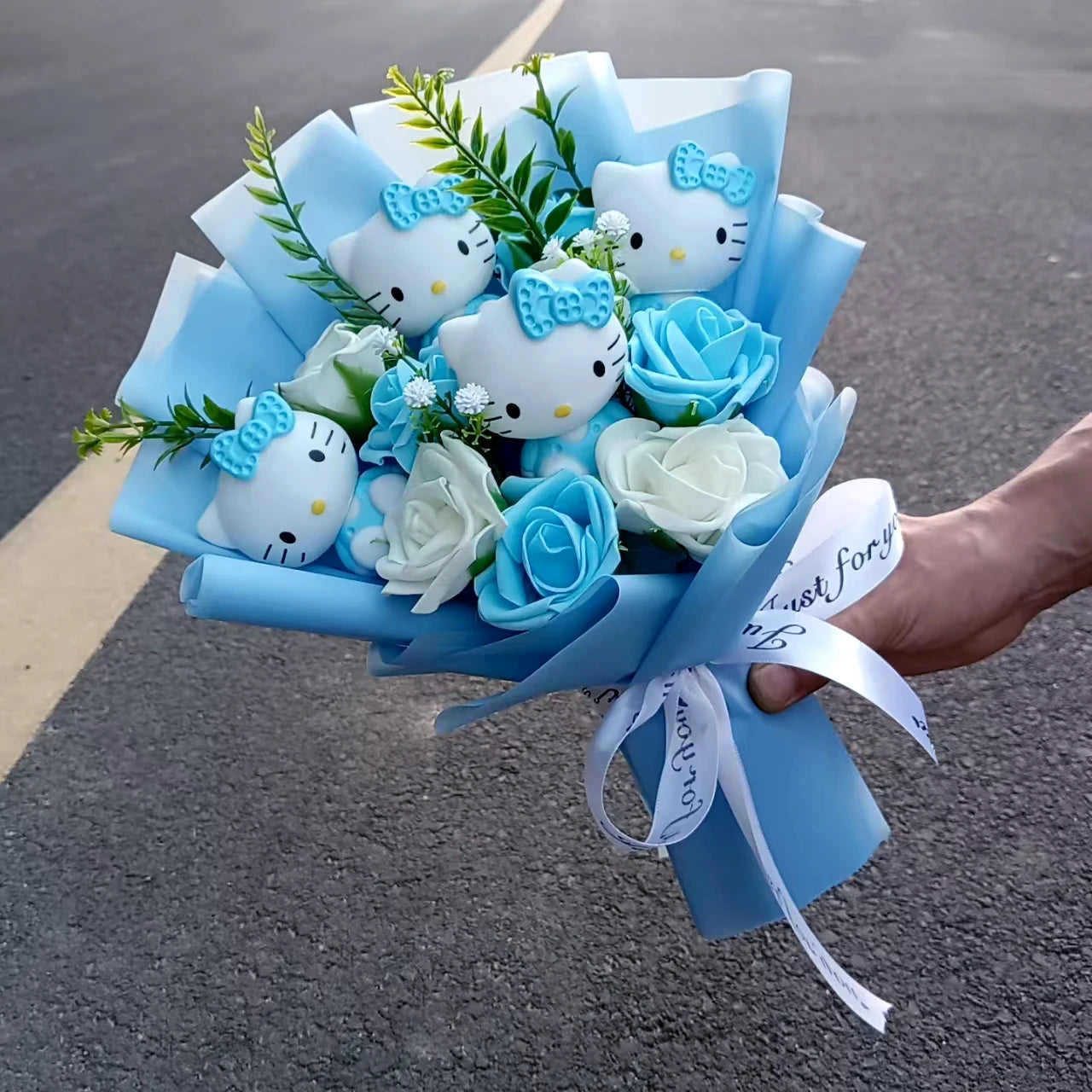 Hello Kitty Bouquet Cute Cartoon Kuromi My Melody Plush Doll Flower Cinnamoroll Valentine Christmas Birthday Gift