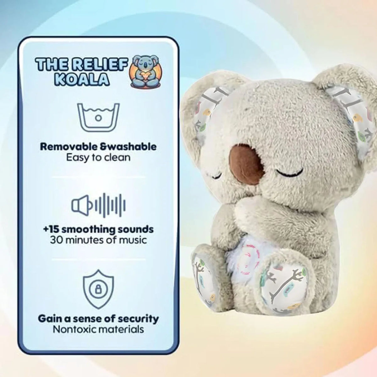 Breathing Koala Plush - Stress and Anxiety Relief Stuffed Animal W/ Heartbeat