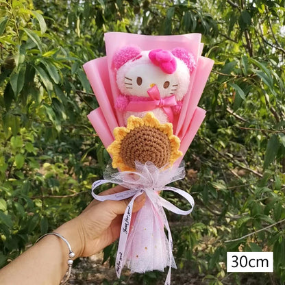 Hello Kitty Cartoon Plush Bouquet  Anime Rose Flowers Doll Home Valentine's Day Gift