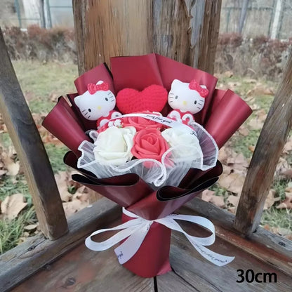 Hello Kitty Bouquet Cute Cartoon Kuromi My Melody Plush Doll Flower Cinnamoroll Valentine Christmas Birthday Gift