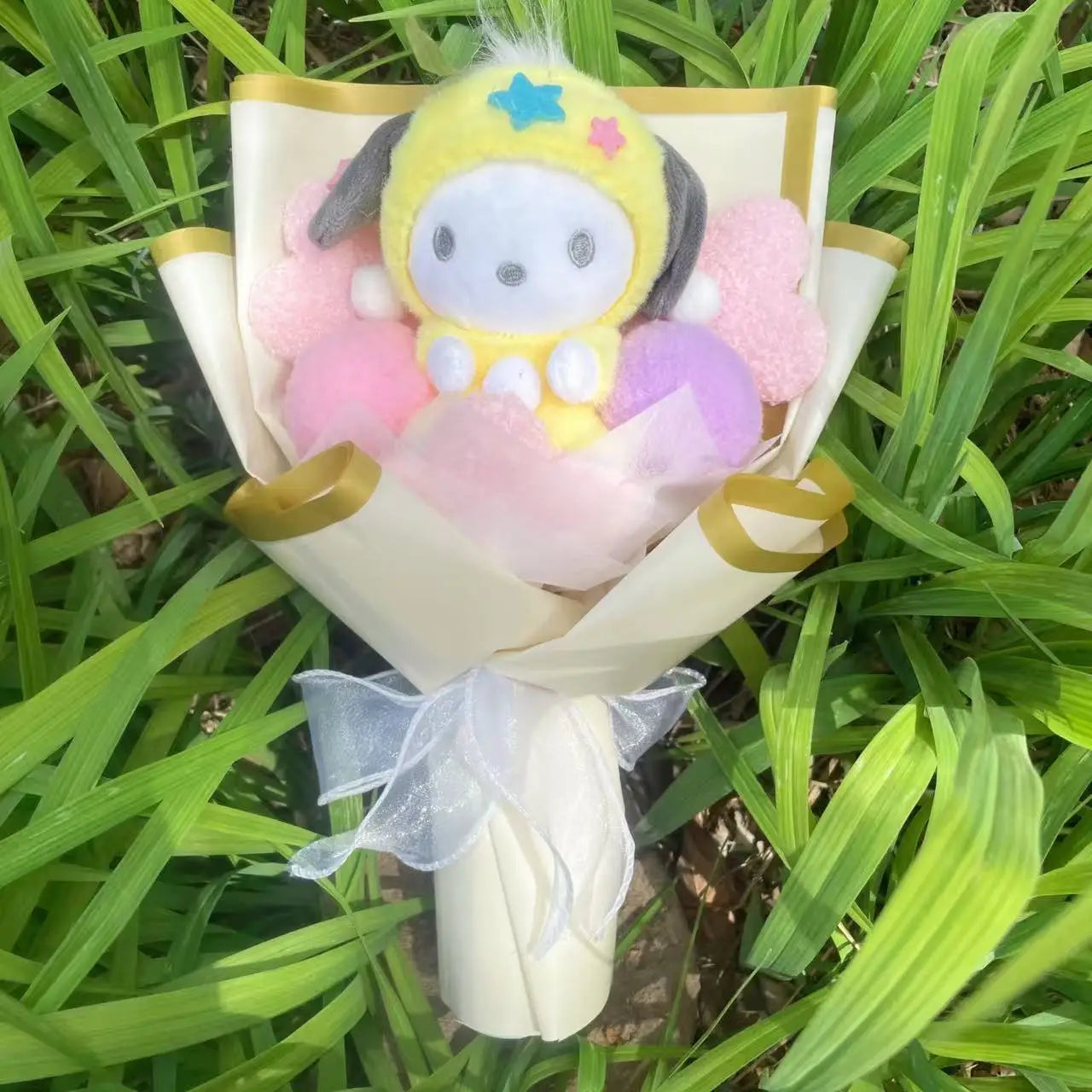 28cm Cartoon My Melody Kuromi Cinnamoroll Kt Cat Plush Doll Toy Bouquet Gift Box Valentine's Day Christmas Graduation Gifts