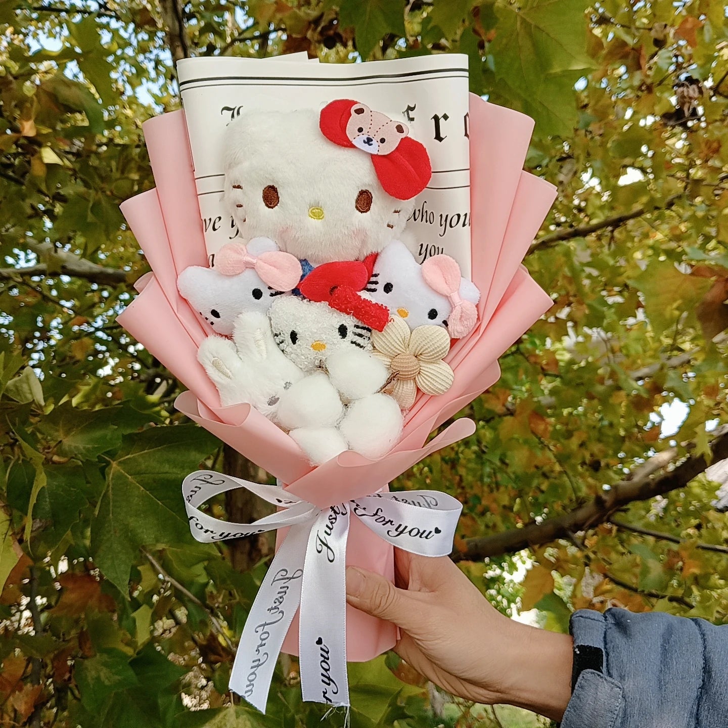 Hello Kitty Cartoon Plush Bouquet  Anime Rose Flowers Doll Home Valentine's Day Gift