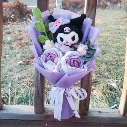 Hello Kitty Cartoon Plush Bouquet  Anime Rose Flowers Doll Home Valentine's Day Gift