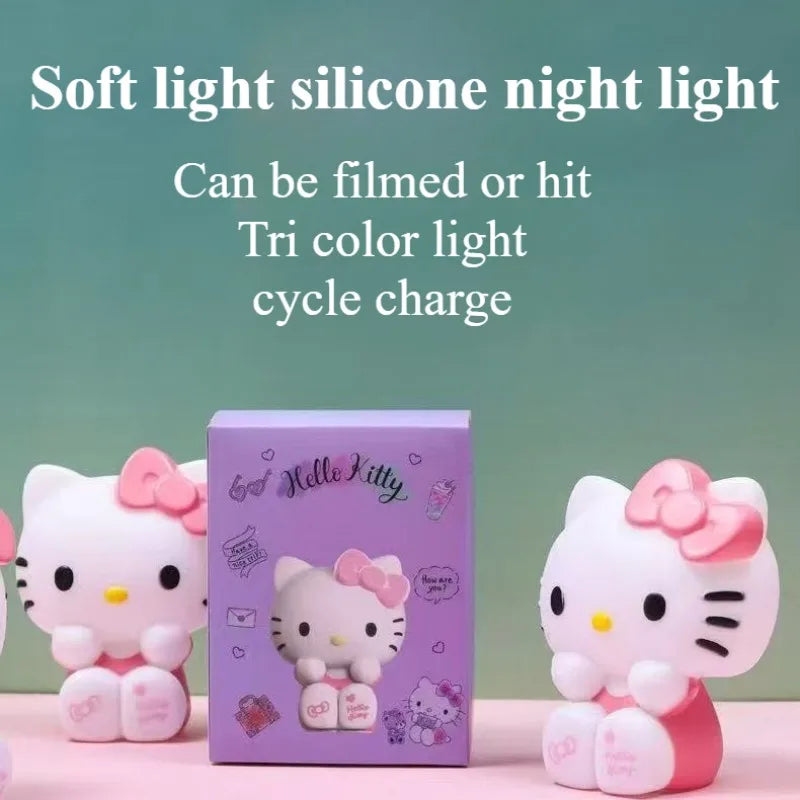 Sanrio Hello Kitty Pat Night Light Girls Kawaii Bedroom Bedlight Anime Hello Kitty Night Lamp Desktop Decor Ornaments Toys Gift